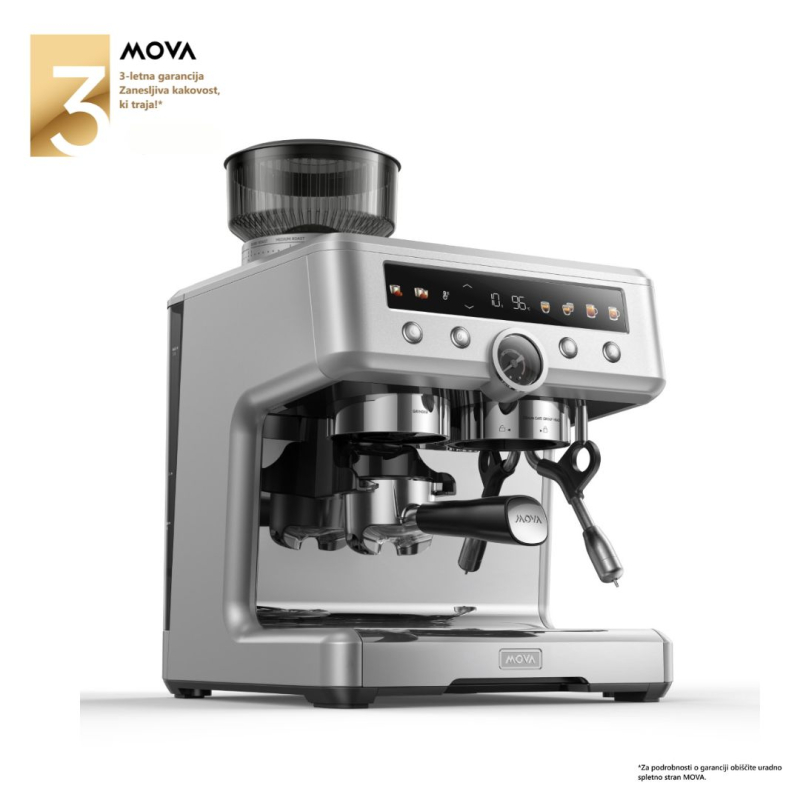 faf542558e6d8518eae00c0f53545e7a MOVA S20 Pro srebrn kavni aparat z vgrajenim mlinčkom